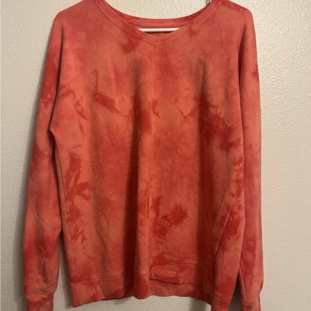 tek gear Coral Orange Tie-Dye Scoop Neck Sweatshirt